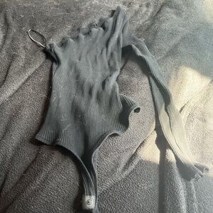 Black Ribbed Women Top